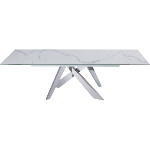 Carrara 71" Extension Dining Table in White Ceramic & Steel